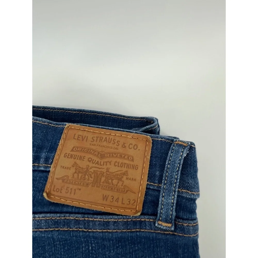 Levi's 511 Slim Fit Premium Jeans Mens W34 L32 Blue Denim 04511-2186 Big E